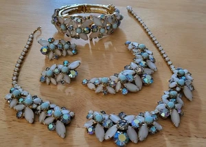 Vintage 50er Alice Caviness Strass & Milchglas 5-teiliges Set ~ Familienbesitz - Bild 1 von 14