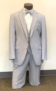 ALLURE MEN CEMENT GREY TUXEDO / 3 PC SUIT / 40R COAT, 34 PANTS & Medium VEST - Picture 1 of 9