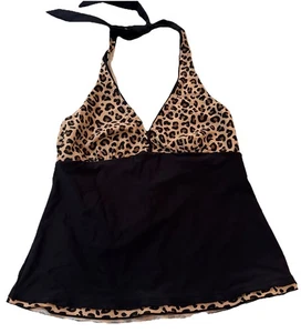 Women’s Rekita SZ L Leopard Print  Halter Tankini Swim (Top Only) No Padding - Picture 1 of 7
