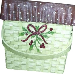 Vintage Taschentuchbox Deckel Keramik handbemalt Picknickkorb Oma Chic Deko... - Bild 1 von 6