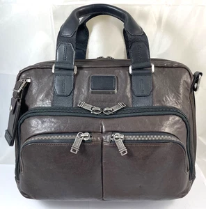 Tumi Alpha Bravo Albany Sim Briefcase Laptop Bag 100% Leather 932740DBL Reg $650 - Picture 1 of 13