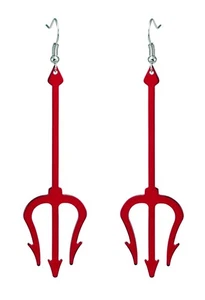 Ohrhänger Teufelsgabel Ohrringe Dreizack rot Schmuck Halloween Karneval  - Bild 1 von 1