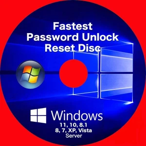 Windows Instant Password Reset Disc for Win 11, 10, 8.1, 8, 7, XP, Vista, Server - Picture 1 of 2
