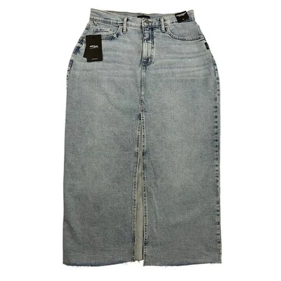 Falda vaquera plateada para mujer 28 azul tiro alto abertura frontal denim Y2K Boho vaquera NUEVA Foto 1 de 4