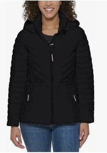 🧥 Tommy Hilfiger Chaqueta acolchada con capucha, cortavientos, cordón, NUEVA 2T - Imagen 1 de 8