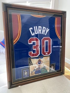 Framed Autographed Stephen Steph Curry Golden State Warriors Jersey JSA COA - Picture 1 of 8