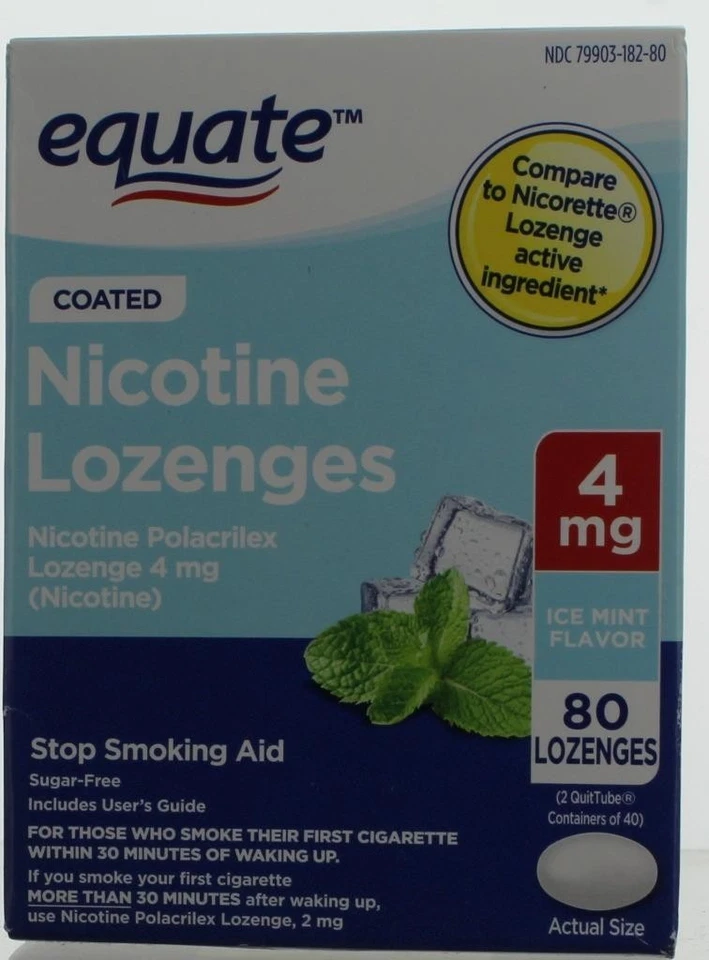 Equate Nicotine Lozenges 4MG 80ct Ice  Mint Flavor Exp.4/2027 Free Shipping - Image 1 of 1
