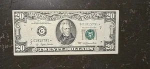 1977 TWENTY DOLLAR $20 BILL FEDERAL RESERVE STAR NOTE MINOR FOLD Misaligned CUT - Picture 1 of 9