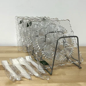 De Colección Godinger Shannon 4 Platos de Postre 4 Tenedores Plomo Cristal Libertad República Checa Nuevo de Lote Antiguo - Imagen 1 de 20