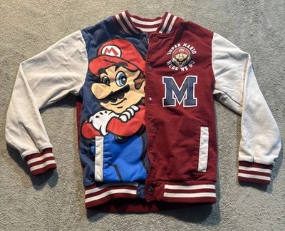 超级马里奥儿童校服夹克红色和白色长袖纽扣中号 — 第 1/4 张图片