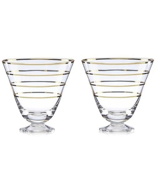 Conjunto de 2 ~ KATE SPADE ~ MELROSE AVENUE ~ Copos COCKTAIL listrados dourados novo na caixa - Imagem 1 de 1