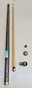 Vintage Hand Carved Wood & Brass Walking Stick / Cane & Hidden Pool Cue - Picture 1 of 3