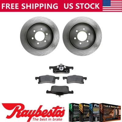 Rotores de freno traseros + pastillas de freno de cerámica y herrajes para Ford Expedition 2003-2006 Foto 1 de 4