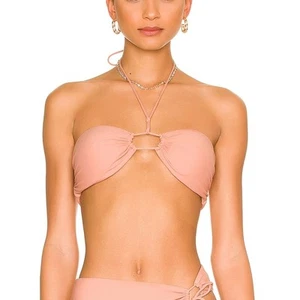 Revolve Nude Halter Bikini Top MEDIUM Bandeau Keyhole Lovewave Carangi $78 NEW - Picture 1 of 7