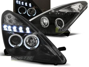 Coppia di Fari Anteriori per Toyota CELICA T230 1999-2005 Angel Eyes Neri IT LPT - Imagen 1 de 9