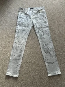 Jeans skinny uomo marca viola taglia 33 bianco invecchiato mimetico streetwear grunge - Foto 1 di 19