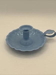 Light Blue Enamel Candle Holder for Tealight Candle or Taper Candle - Picture 1 of 6