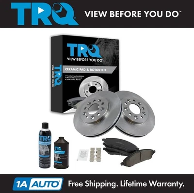 Kit delantero de pastillas de freno y rotor de cerámica TRQ con productos químicos para Ford Freestar Monterey Foto 1 de 4