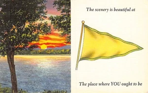 Postcard: The Scenery is Beautiful at (Fill in the Blank), Vintage Linen 1940's - Picture 1 of 2