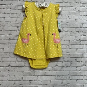 Carter's Outfit 18 Months Child of Mine Polka Dot Flamingo 1 Piece Yellow NEW - Picture 1 of 10