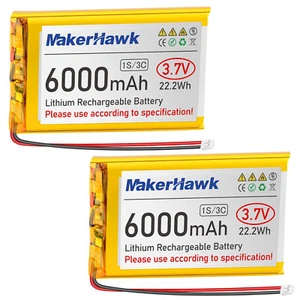 2 x 3,7 V 6000 mAh LiPo-Akku, wiederaufladbar, 1S 3C 106090 Lithium-Polymer-Akku - Bild 1 von 8