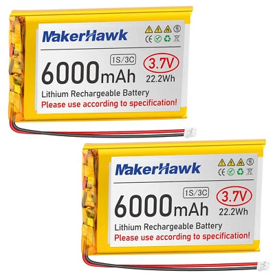 2 Stücke 3,7 V 6000 mAh LiPo-Akku, wiederaufladbar, 1S 3C 906090  Lithium-Polyme - Bild 1 von 4