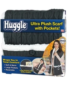 Huggle Ultra Plush Scarf With Pockets  Reversible Fleece Cozy Wrap Winter Gift - Picture 1 of 5