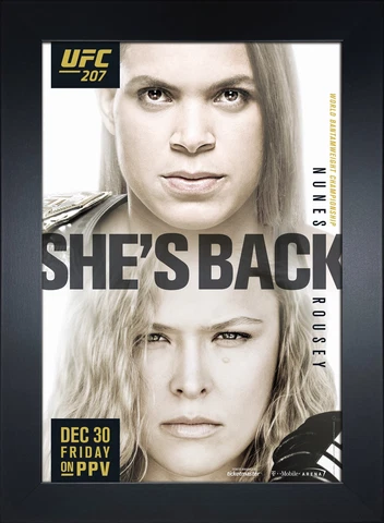 UFC 207: Nunes vs Rousey Replica Mini Framed 9x13 Event Poster Cover