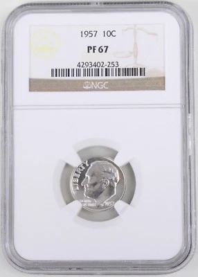 1957 Proof Roosevelt Silver Dime 10C NGC PF67 - Image 1 of 2