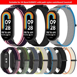Nylon Loop Watch Strap Trail Woven Band Strap For MI Band 8/8 NFC Smartwatch - Picture 1 of 28