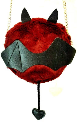 Дьявол летучая мышь Дамская сумка сумочка женщин Gothic ужасов через плечо бордовый красный искусственного меха - Изображение 1 из 4