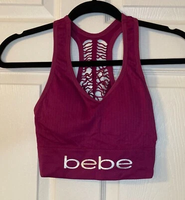 Sutiã acolchoado esportivo roxo íntimo bebe com detalhe de rede - Tamanho P/CH - Imagem 1 de 4