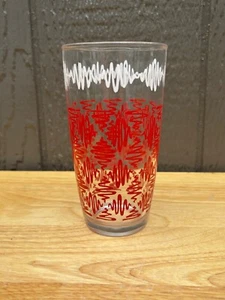 Vintage Hazel Atlas Red & White Squiggles Tall Drinking Glass 5.75" - Picture 1 of 7