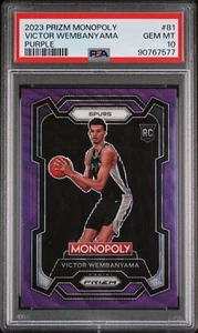 Carta Rookie Viola 2023-24 Panini Prizm Monopoly #81 Victor Wembanyama RC PSA 10 - Foto 1 di 2