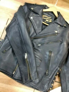 NEW Leather COWHIDES Biker MC Jacket  HEAVYWEIGHT BRASS ZIPPERS NEW w/side - Picture 1 of 12