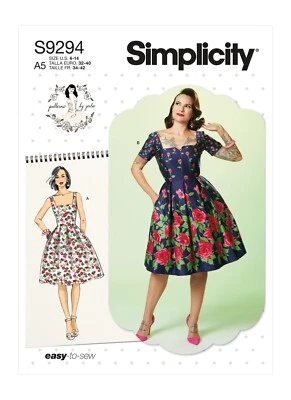 SIMPLICITY 9294 MISSES LINED DRESSES Sewing Pattern Sizes 6-14 & 14-22 - Image 1 of 4