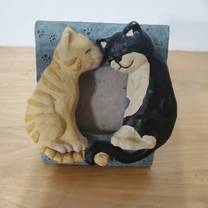 VTG Kurt S. Adler Resin Picture Frame w/Sitting Cats Tuxedo Yellow Miniature - Picture 1 of 8