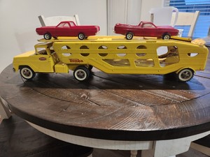 Vintage 1960's Tonka Car Carrier 840 Yellow Truck Pressed Steel Toy with Box