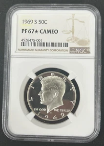 1969 S 50C STAR Proof Kennedy Silver Half Dollar NGC PF 67 STAR Cameo - Picture 1 of 2