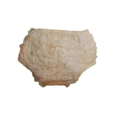 Vintage Diaper Cover Ruffled Rubber Plastic Bloomers Halo 3 Month White Snap - Image 1 of 4
