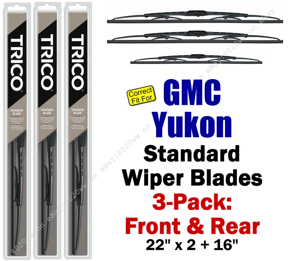 Limpiaparabrisas 3pk delantero trasero estándar ajuste 2000-2006 GMC Yukon 30221x2/160 Foto 1 de 1