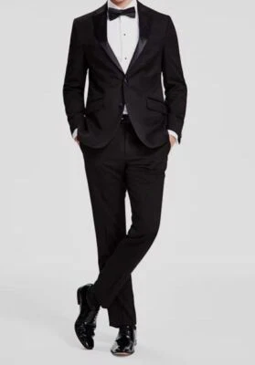 Мужской черный приталенный смокинг Kenneth Cole из 2 предметов размер 44S 37W - Изображение 1 из 4