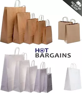 Paper Bags With Handles Brown / White Heavy Duty String Handle Bags All Sizes - Picture 1 of 10