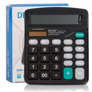 12-Digit Calculator Big Button Desktop Math Display Solar Battery Powered Large - Picture 1 of 15