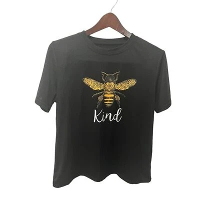 BEE KIND BLACK GOLDEN YELLOW BEE GRAPHIC SHORT SLEEVE TEE SIZE LARGE - Image 1 of 4