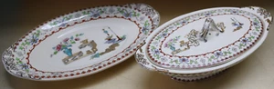 Antique Copeland B2 64 LARGE serving platter 15 1/2" x 10" +covered bowl toreen - Picture 1 of 9