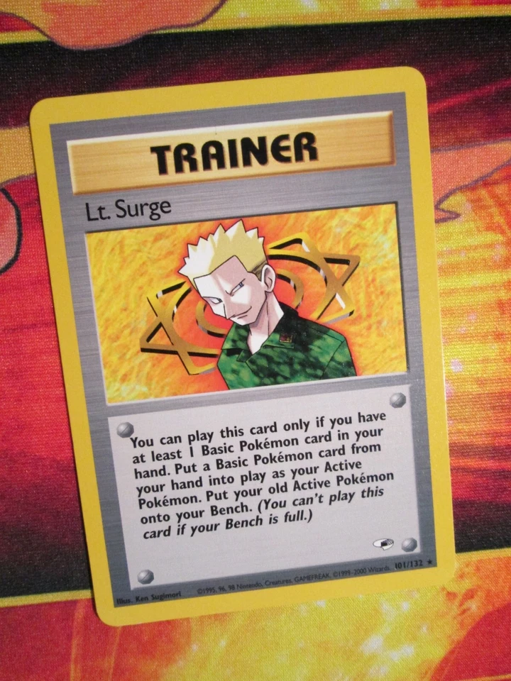 MP(Unlimited) Pokemon LT. SURGE Card GYM HEROES Set 101/132 Non-Holo Rare PLAYED - Image 1 of 1