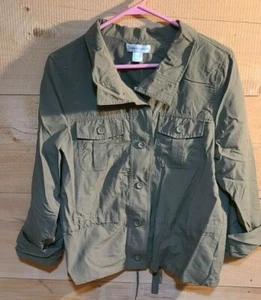 Christopher & Banks Army Green Pocket Top for Women 100% Nylon Size Medium - Picture 1 of 3