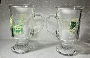 Juego de 2 (dos) tazas de café con patas de vidrio estampillas de Irlanda Anchor Hocking - Imagen 1 de 8