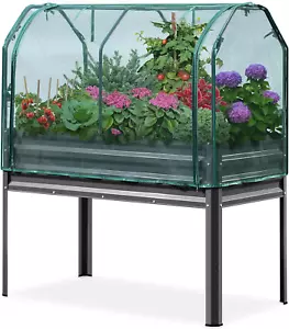 Large Raised Garden Bed with Netting Galvanized Elevated Planter Box with Legs 4 - Picture 1 of 8